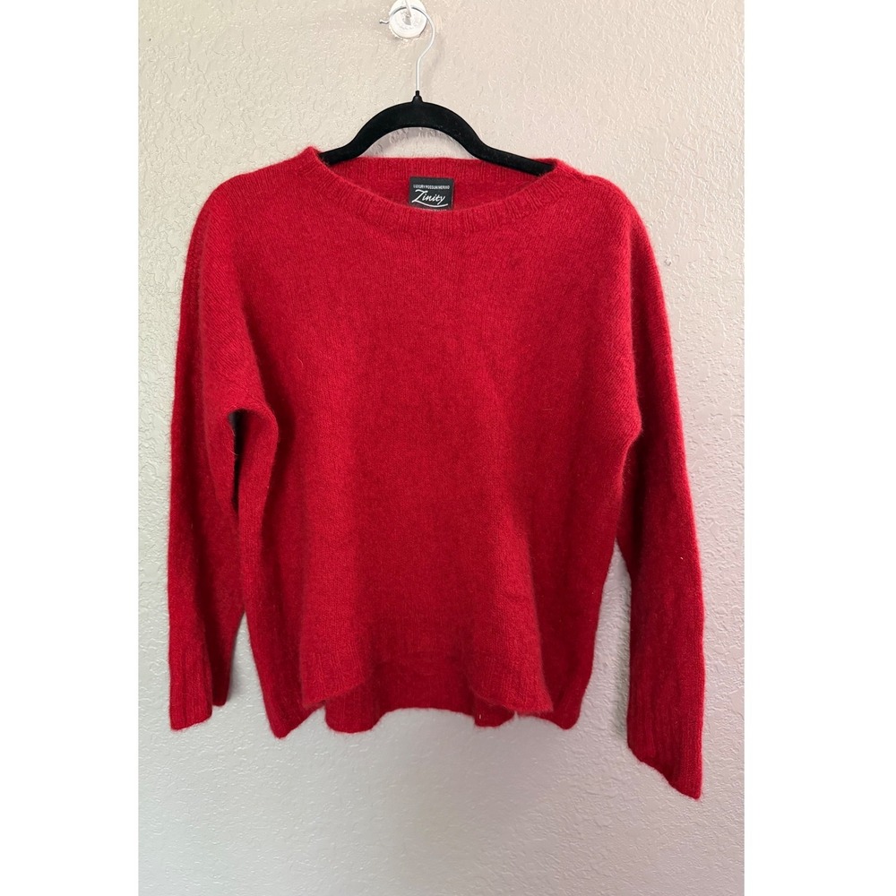 Zinity Sweater Red Possum Merino Wool  XL Made in New Zealand Crewneck Luxury